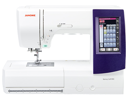 Janome Memory Craft 9850 sewing and embroidery machine, official product photo